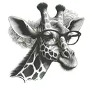 giraffe head with large rimmed eyeglasses tattoo design idea