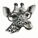 giraffe head with large rimmed eyeglasses tattoo design idea