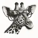 giraffe head with large rimmed eyeglasses tattoo design idea