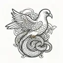 dove and snake tattoo design idea