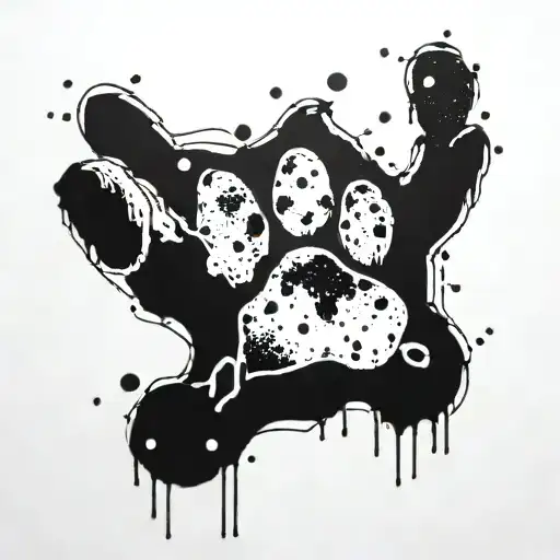 dog paw with paint splatters tattoo design idea