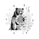bear breaking through a clock with gears tattoo design idea