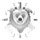 bear breaking through a clock with gears tattoo design idea