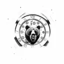 roaring bear breaking through a clock with gears tattoo design idea