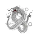 long body dragon, flying, long mustache,fire breath  tattoo design idea