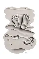 toddler footprints in sand with water  tattoo design idea
