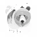 Bear, 1976, mountains, forest tattoo design idea