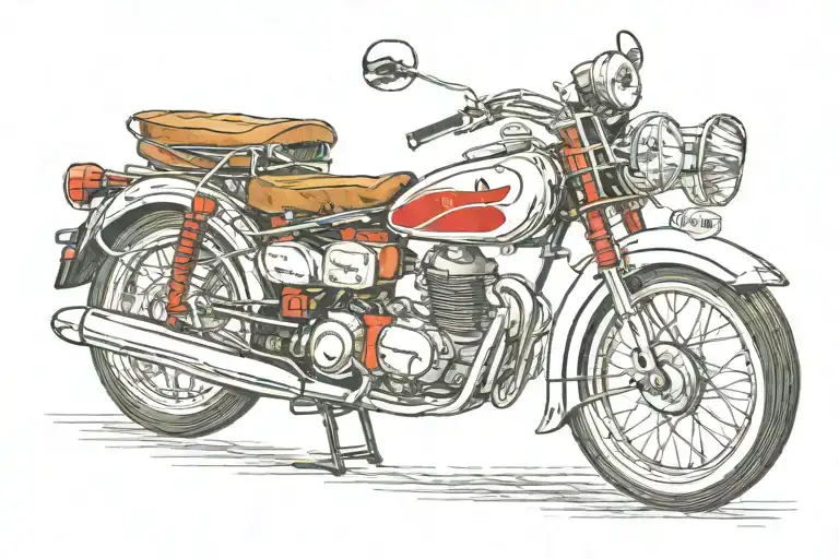 honda dream 100ccm scooter full side tattoo design idea