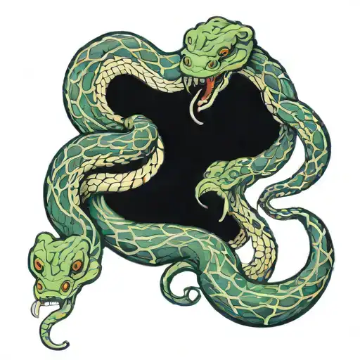 snakes twisting themselves up and eating themselves but enjoying and hating it at the time and very “gross tattoo design idea