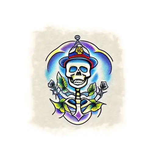 sad skeleton tattoo design idea