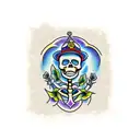 sad skeleton tattoo design idea