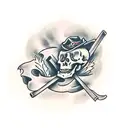 sad skeleton tattoo design idea