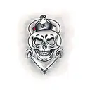 sad skeleton tattoo design idea