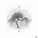 mustard seed tree with roots tattoo design idea
