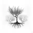 mustard seed tree with roots tattoo design idea