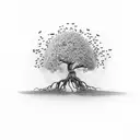 mustard seed tree with roots tattoo design idea