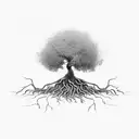 mustard seed tree with roots tattoo design idea