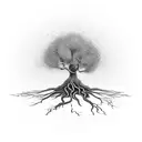 mustard seed tree with roots tattoo design idea