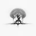mustard seed tree with roots tattoo design idea