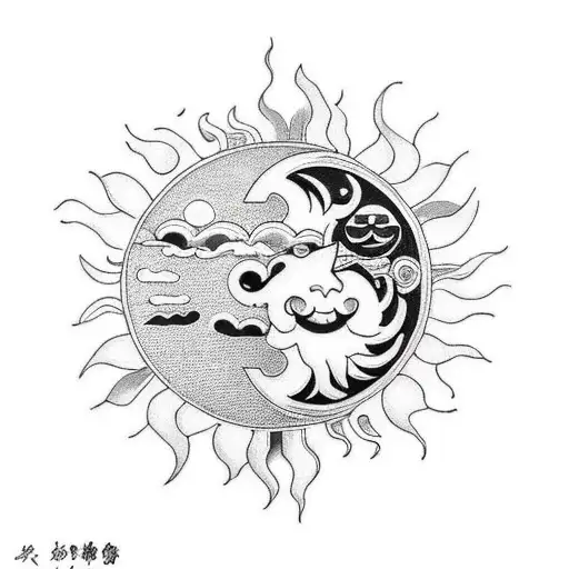 Sun and Moon tattoo design idea