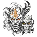 bleach hollow mask split in half tattoo design idea