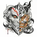 bleach hollow mask split in half tattoo design idea