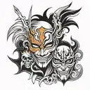 bleach hollow mask split in half tattoo design idea