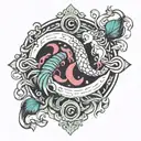 Cancer and Gemini zodiac sign intertwined tattoo design idea