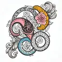Cancer and Gemini zodiac sign intertwined tattoo design idea