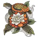 coy fish and lotus flower with turtle using a japanese theme tattoo art tattoo design idea