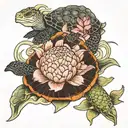 coy fish and lotus flower with turtle using a japanese theme tattoo art tattoo design idea