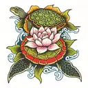 coy fish and lotus flower with turtle using a japanese theme tattoo art tattoo design idea