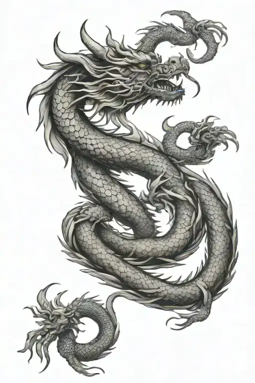 Chinese ribbon dragon tattoo design idea