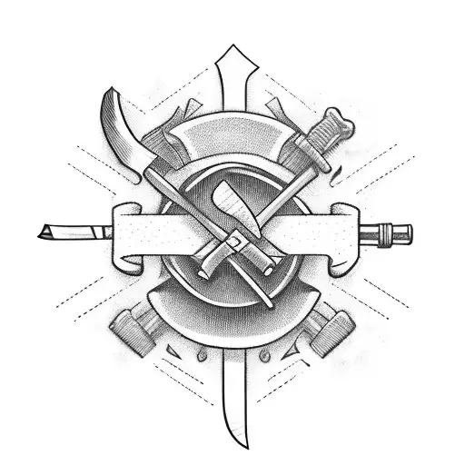 A chef's knife intertwined with a rifle barrel tattoo design idea