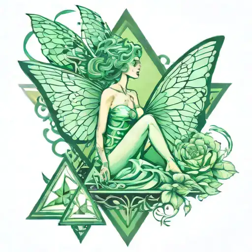 Absinthe Green Fairy and Triangles tattoo design idea