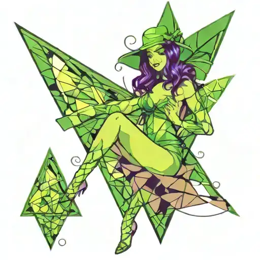 Absinthe Green Fairy and Triangles Overlapping One triangle tattoo design idea
