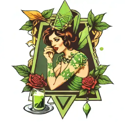Absinthe Green Fairy and Triangles tattoo design idea