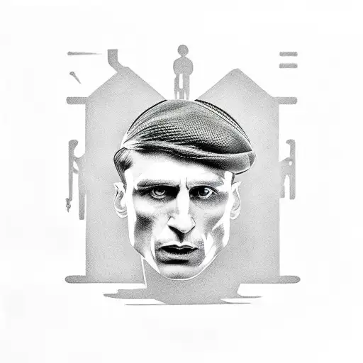 Tomas Shelby with a gun and money tattoo design idea