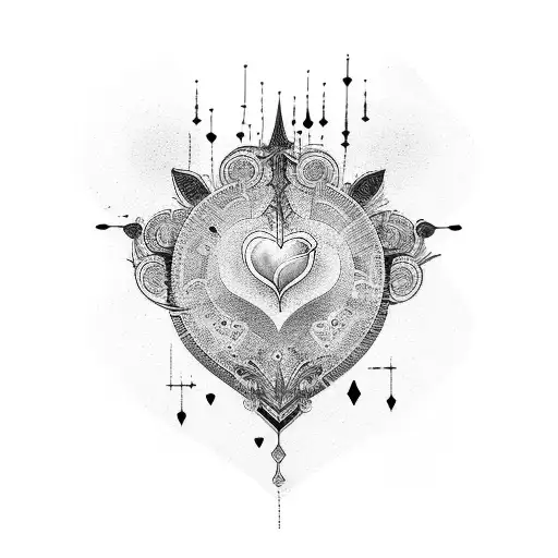 artist pallete and heart chakra tattoo design idea