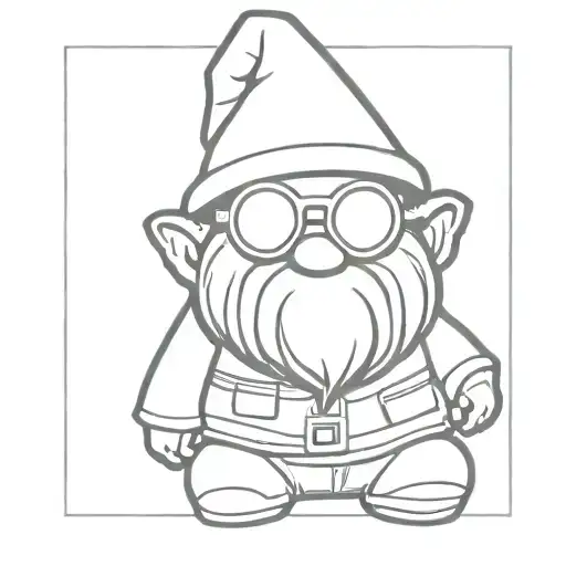 gnome wearing futuristic sunglasses  tattoo design idea