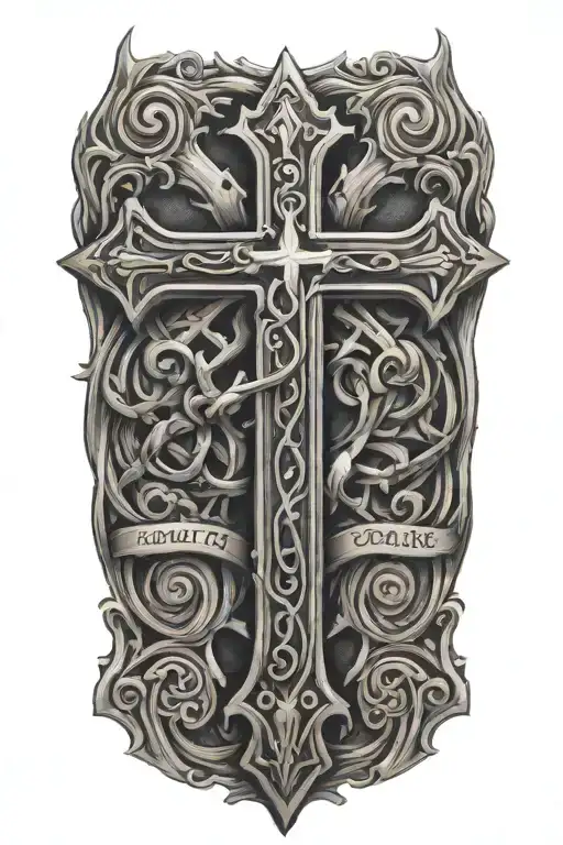  bible verse intertwined. cross  tattoo design idea