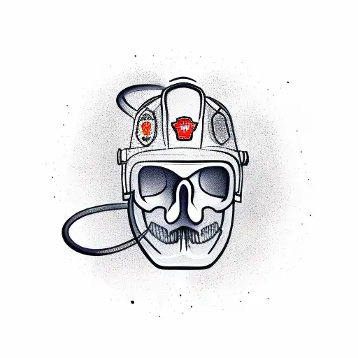Firefighter helmet skull  tattoo design idea