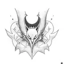 bat flying half moon  tattoo design idea