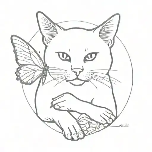 cat with butterfly wings on hand tattoo design idea