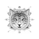 A mesmerizing mandala design featuring a variety of animals such as cats, pigs, and safari animals, all interconnected in a symmetrical pattern. tattoo design idea