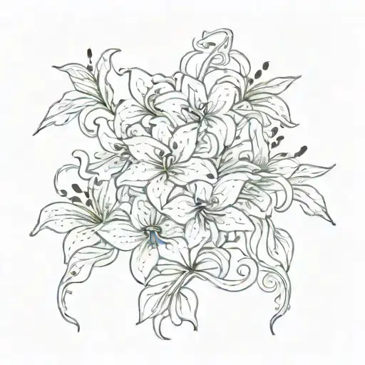 swirly vines and tiger lillies growing tattoo design idea