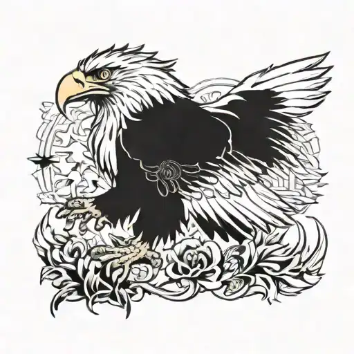 Combine the symbols of the Polish bear and eagle in a realistic blackwork tattoo, representing your strength and loyalty to your country tattoo design idea