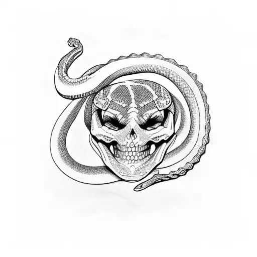 skeleton of a snake  tattoo design idea