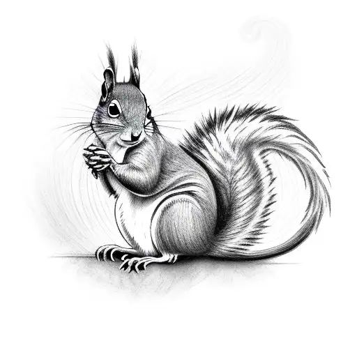 squirrel and skull with flames tattoo design idea