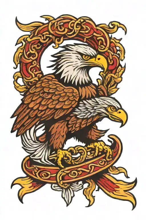 snake fighting eagle tattoo design idea
